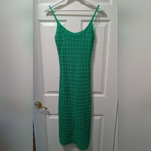 Vici Copacabana Beach Crochet Knit Midi Dress - Green Size XS